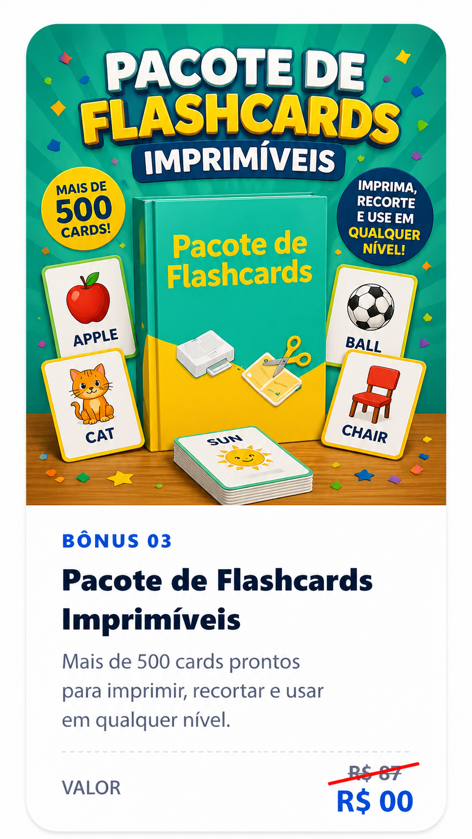 Pacote de Flashcards Imprimíveis